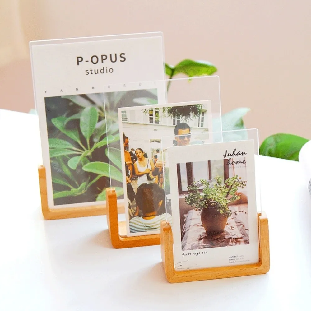 U-shaped Photo Frame Wooden Holder Walnut Wood Beech Wood Picture Frame Holder Desktop Photo Display Picture Holder Office Use