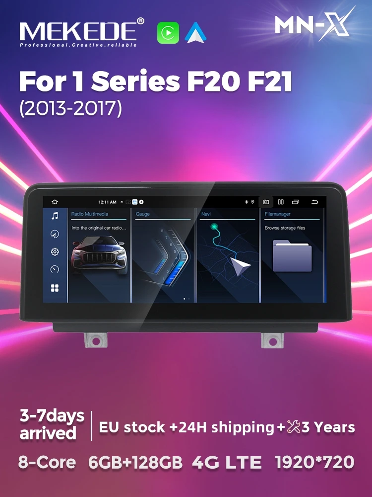 MEKEDE 10,25 Zoll Android Auto CarPlay Autoradio für BMW 1/2er Serie F20 F21 F22 F23 NBT Audio Multimedia Player GPS Smart Car Systeme BT 4G LTE WIFI Intelligentes System Touchscreen