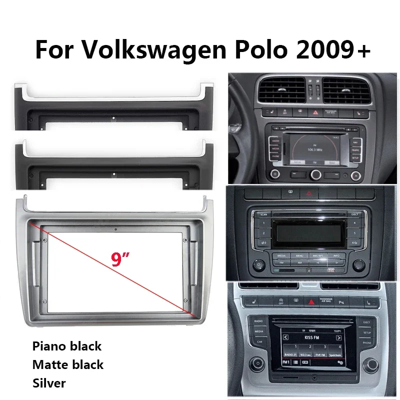 1din 9 Inch Car Radio Fascias Frame For VW Volkswagen POLO Sedan 2008-2020 Panel CD DVD Player Audio Frame Dashboard Mount Kit