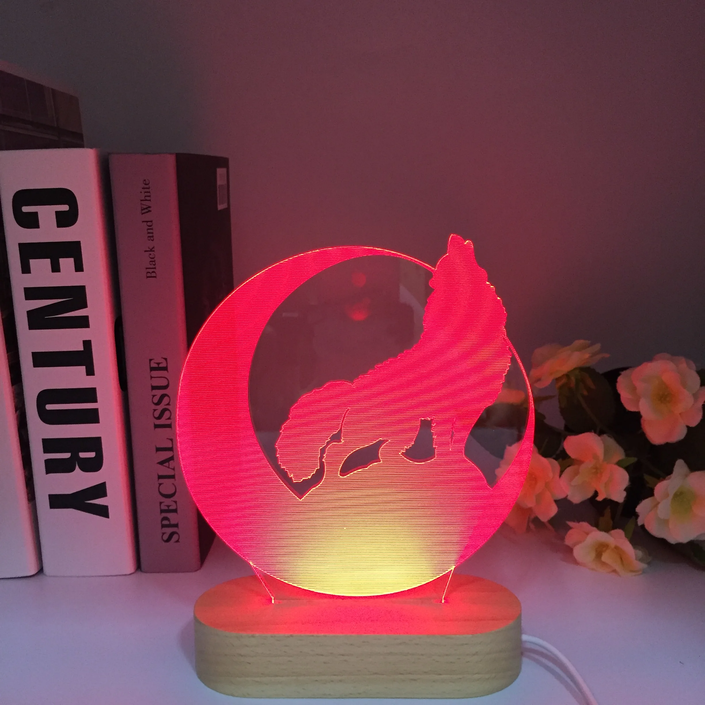 Lampe de Table en acrylique à effet d'illusion 3D pour chien, carlin, lumières LED USB, décor de chambre à coucher, veilleuse tactile à télécommande, cadeau d'anniversaire ou de vacances