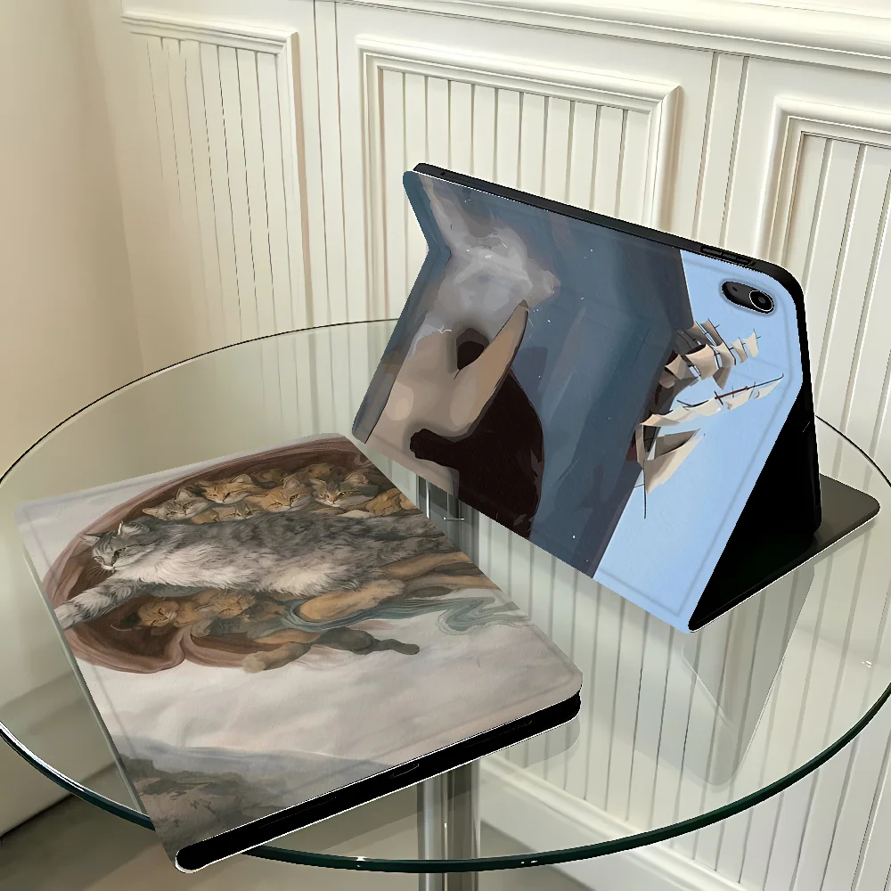 Funny Cute Cat Case for Apple iPad Air 11 13 M4 M3 M2 A16 2026 Pro11 13 10th 7/8/9th With Pencil Holder Air 4/5/6th