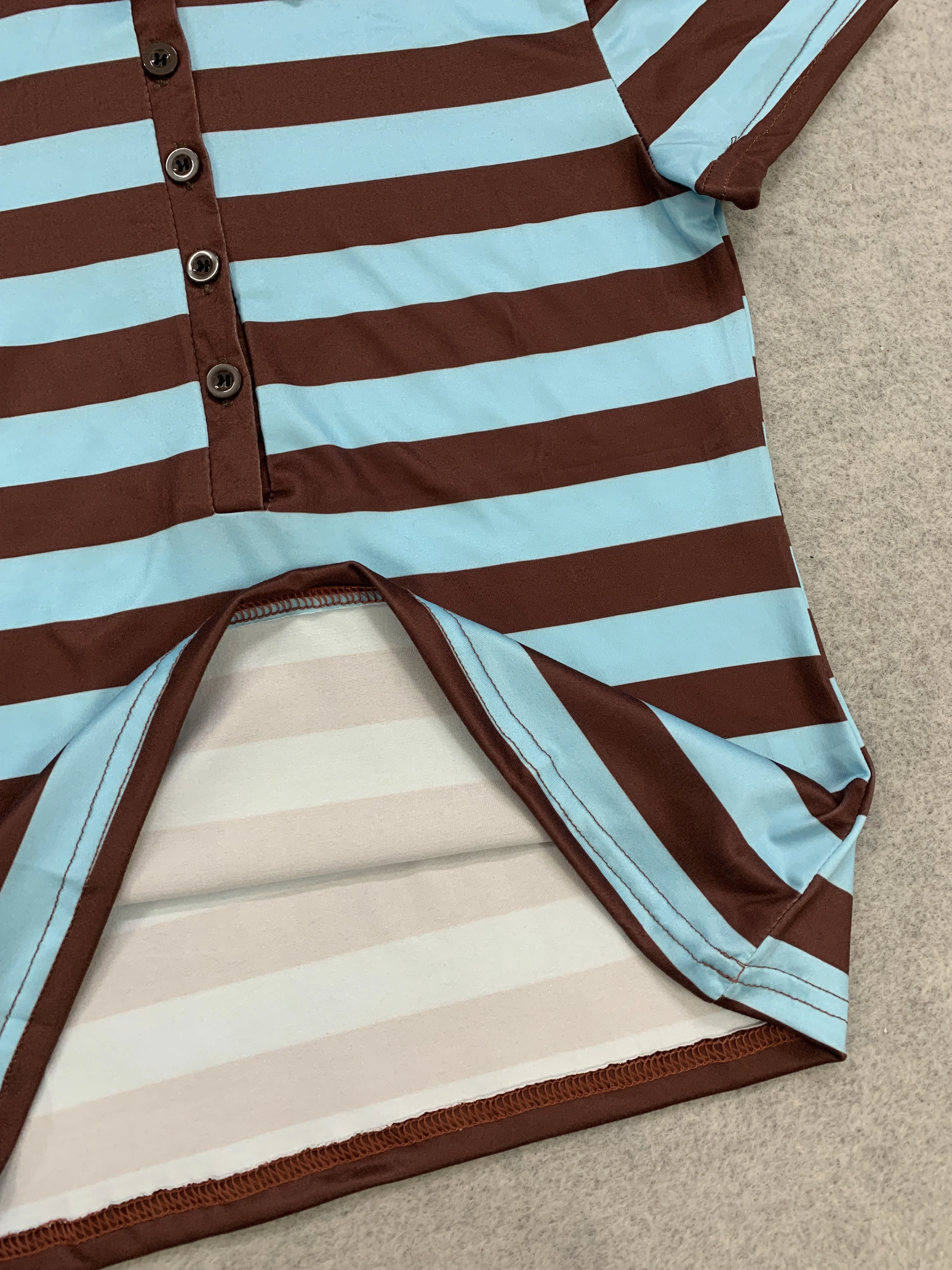 Damen Slim Fit Gestreiftes Poloshirt Kurzarm Henley-Oberteil Y2K Streetwear Lässiges Crop-Top für Junge Damen – Detail 4