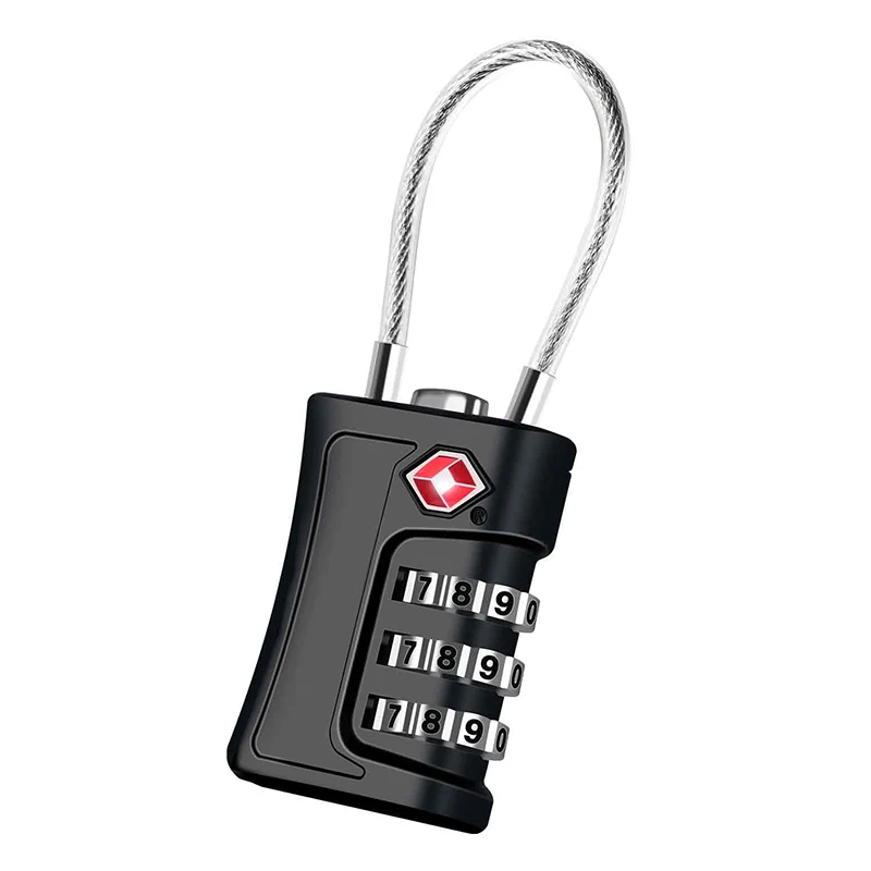 TSA Approved Luggage Locks, Combination Travel Cable Padlock, Resettable TSA Accepted Locks for Lockers, Bags, Gym, Gate
