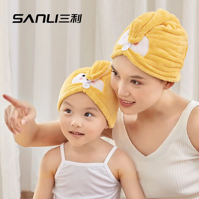 Bonnet de séchage des cheveux en velours de Krasnomicrocarence pour enfants, serviettes spéciales douces, bonnets de bain, absorbant, séchage des