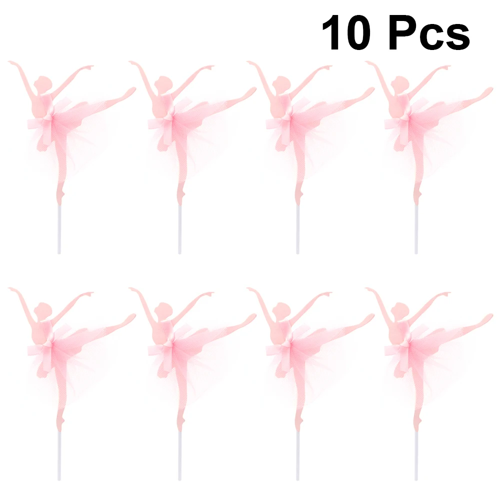 

10 Pcs Ballet Girl Inserts Card Decoration Dancing Topper Bake Party Supplies Cupcake