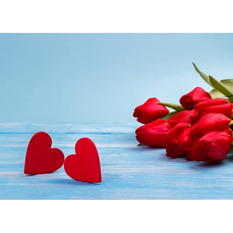 Vinyl Custom Valentine Day Photography Backdrops Prop Love Heart Rose Flower Wooden Floor Photo Studio Background  21415 ZOOM-04