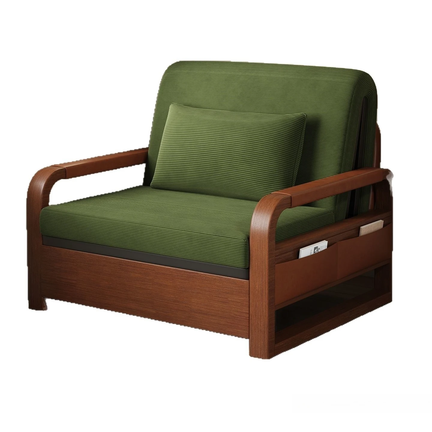 Sofa bed integrated dual-use nap bed vintage Chinese style sofa  oil-wax leather folding  multifunctional foldable
