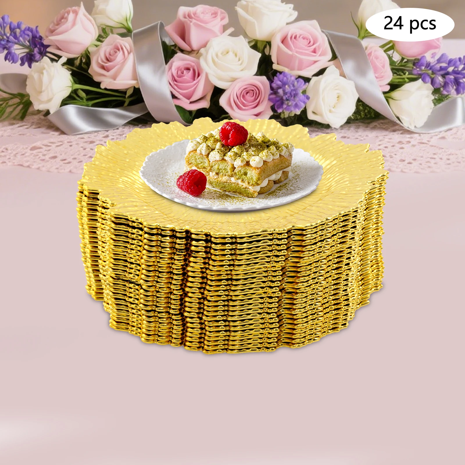 

Набор из 24 тарелок-подставок из полипропилена, диаметр 32 см/12,6 дюйма, с узором «Коралловый риф», для свадебных банкетов, ресторанов, украшения домашнего стола