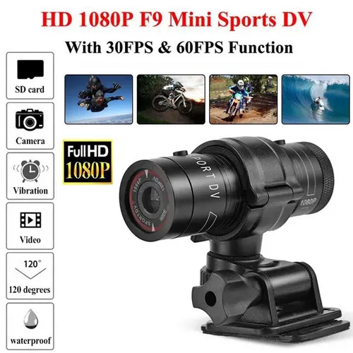 Cámara de acción F9 HD 1080P para casco de motocicleta y bicicleta, cámara para deportes al aire libre, vídeo DV, grabadora de Audio DVR, cámara de salpicadero para coche y bicicleta