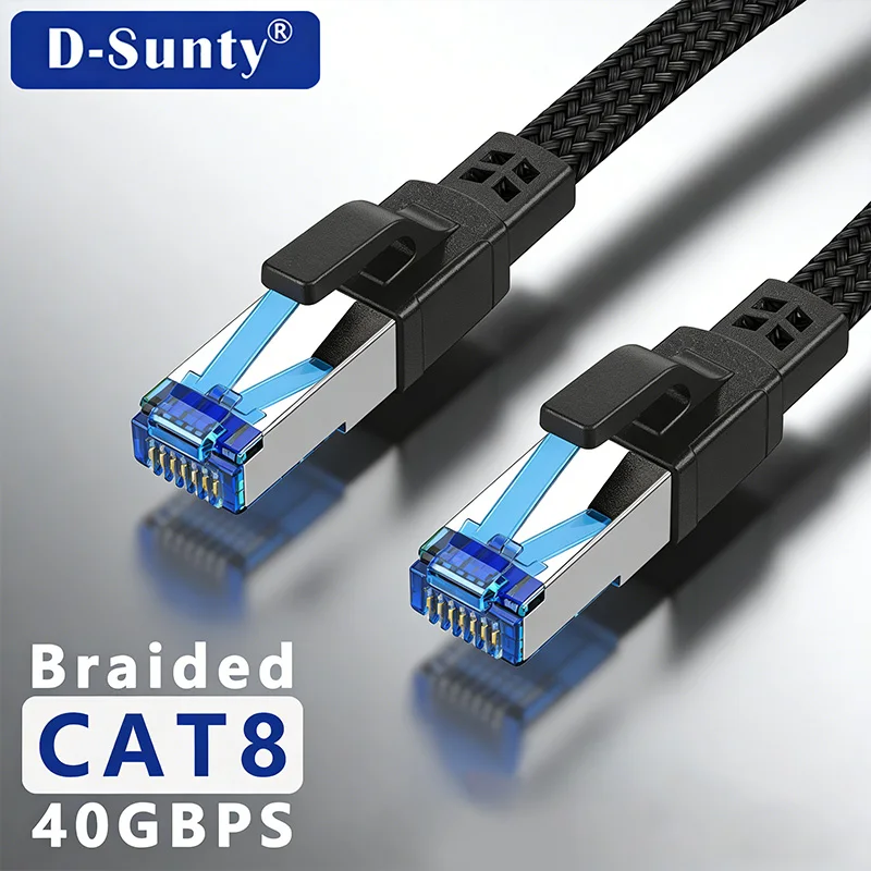 1M 5M 10M 30M Cat8 Ethernet Cable 40Gbps 2000MHz Internet Network Lan Cord for Router RJ45 Nylon Braided Cable Ethernet Cat 8