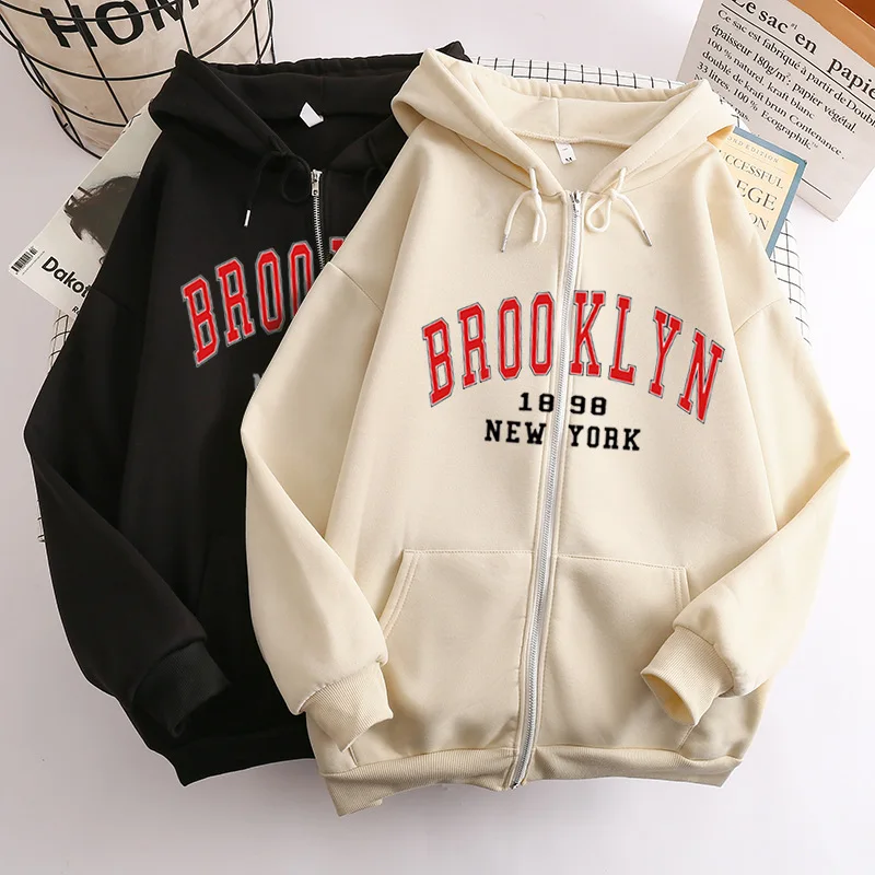 2022 Trend New BROOKLYN NEW YORK Gothic Zipper Y2K Men/ Women Hoodie Punk Fashion Personality Sweatshirt Unisex Streetwear Top