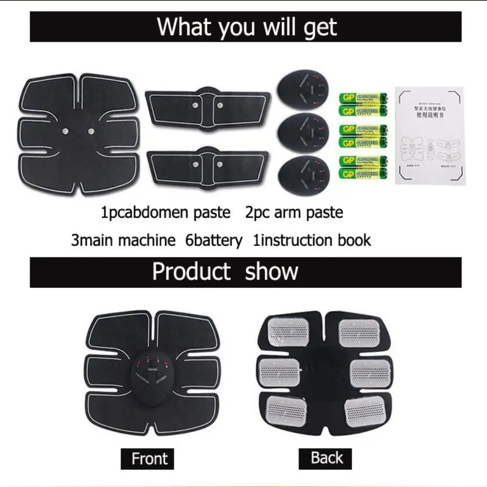 Gym Equipment Hydrogel Kits EMS Muscle Stimulator Hip Muscle Stimulator Massager Fitness Abdominal Trainer Arm Abdomen Trainer