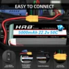 クワッドコプター用hrb-lipoバッテリー,rcドローン,飛行機,車,モンスター,50c,xt90コネクター,22.2v,5000mah,1個,2個 5