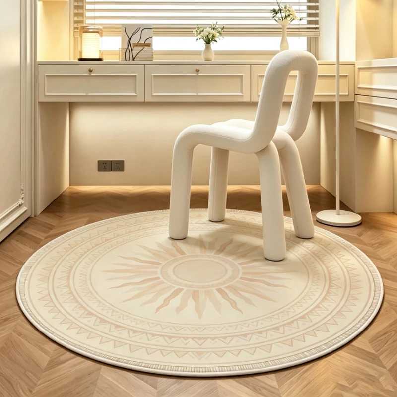 Round Living Room Rug Non-slip Machine Washable Floor Mat Minimalist Pattern Carpet Bedside Mats Large Area Home Decoration Rugs
