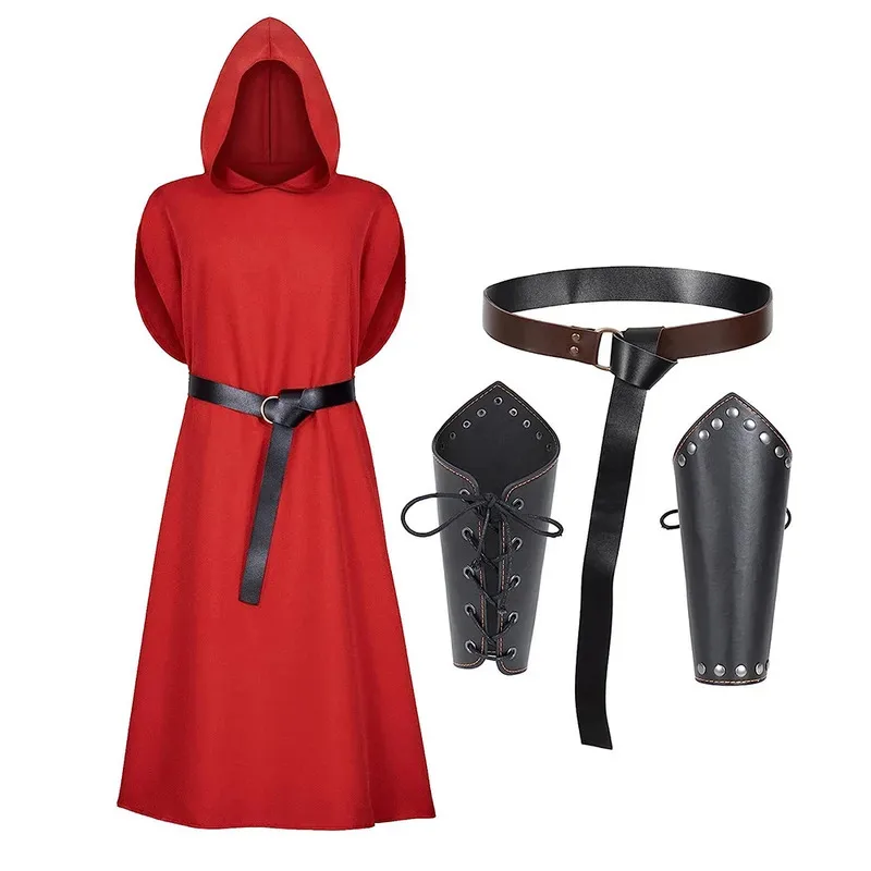 

Medieval Crusader Red Knights Templar Tunic Cosplay Costumes Renaissance Halloween Surcoat Warrior Black Red Robe for Man