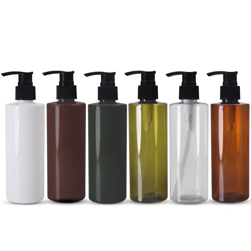 

Wholesale 200ml/250ml/500ml PET Plastic Bottle with Black Plastic Pump Refillable Lotion Shower Gel Soap Dispenser Empty Contain