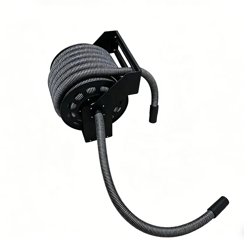 Wall Mounted Retractable Vacuum Hose Reel 15M 50 Feet 1-1/4 Inch Replaceable Hose for Garage Vacuum Cleaning