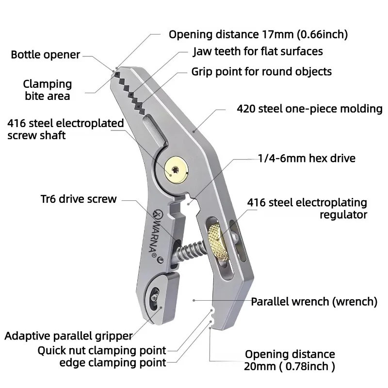 5 in 1 Clamping Pliers EDC Locking Grip K-sheath Quick Extraction Multi-functional Portable Outdoor Tools Clip Vice Pincer