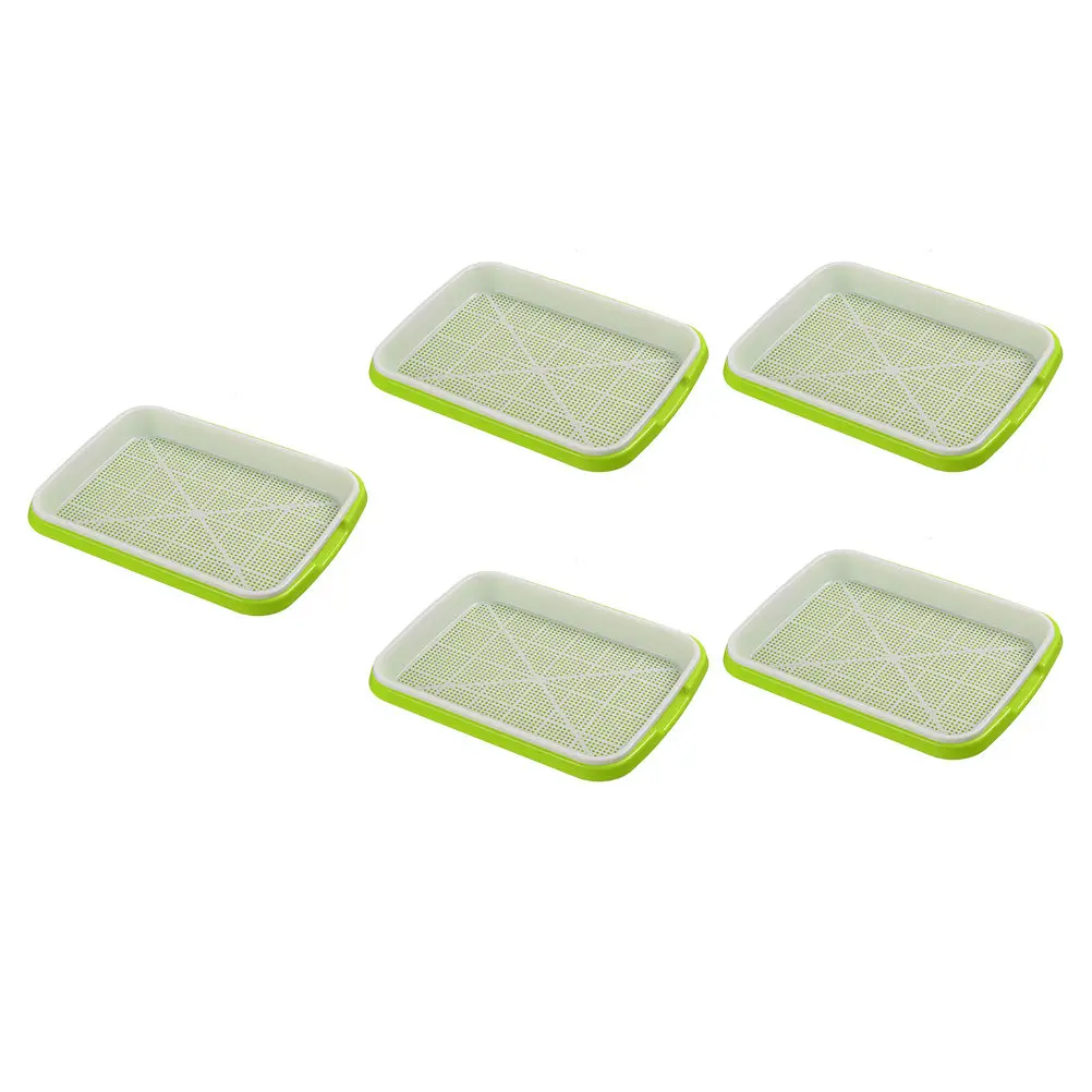 5Pcs Premium Plastic Sprouter Tray for Hydroponic Sprouting Soy Bean Mung Bean Peanut Wheat Seeds Soilless Culture Nursery Tray