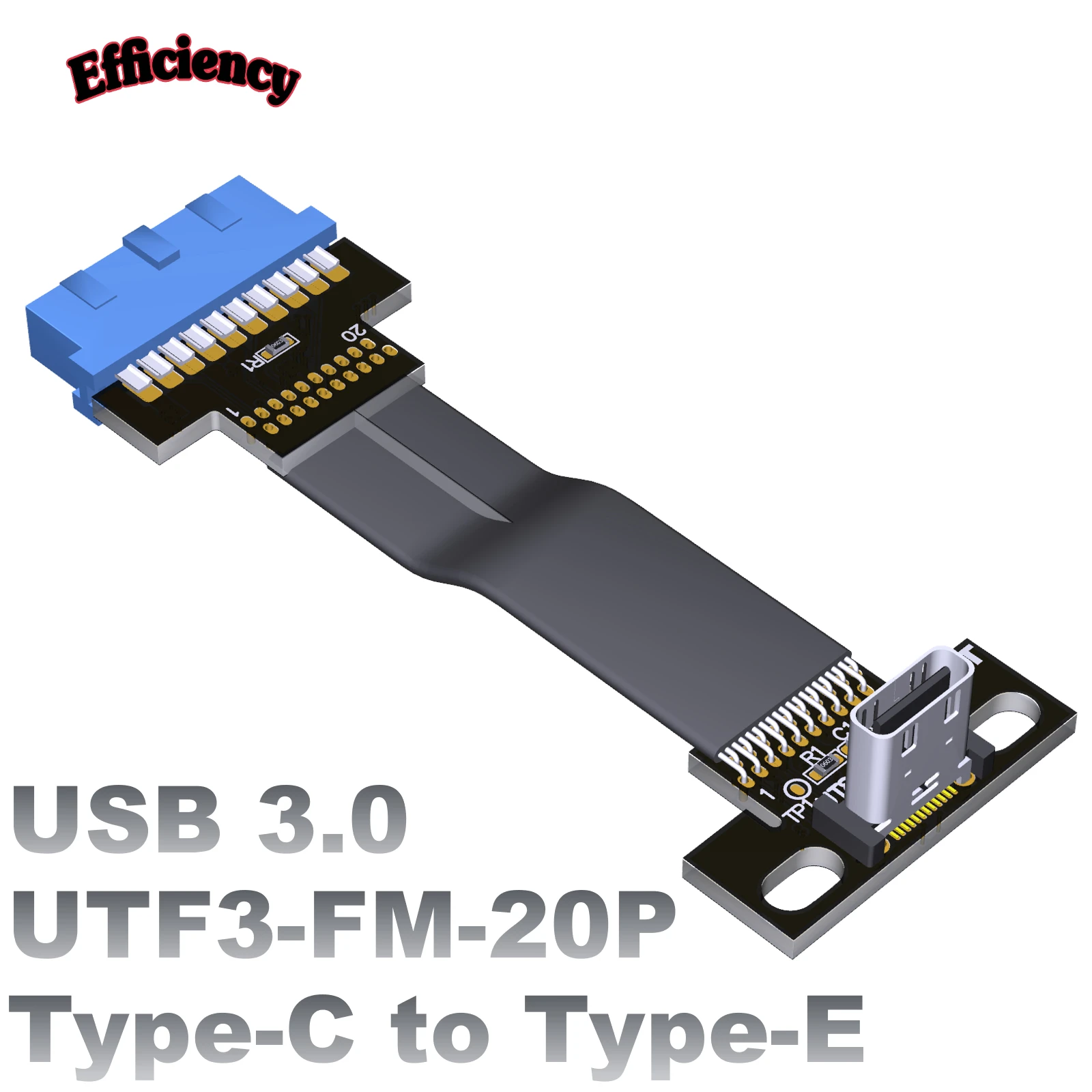 ADT-Link USB 3.0 Type-C Female To Internal 19Pin Type-E Male Ribbon FPC Flat Extension Cable ITX ATX Mainboard A4 Case Extender