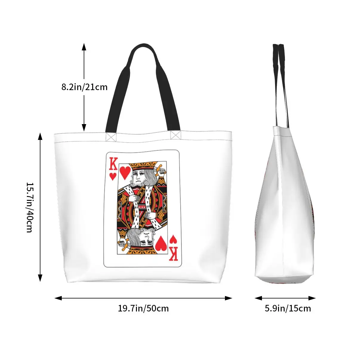 King Of Hearts Poker Playing Card Shopping Tote Bag Canvas Large Capacity Shoulder Bags Shopper Grocery Handbag for Women