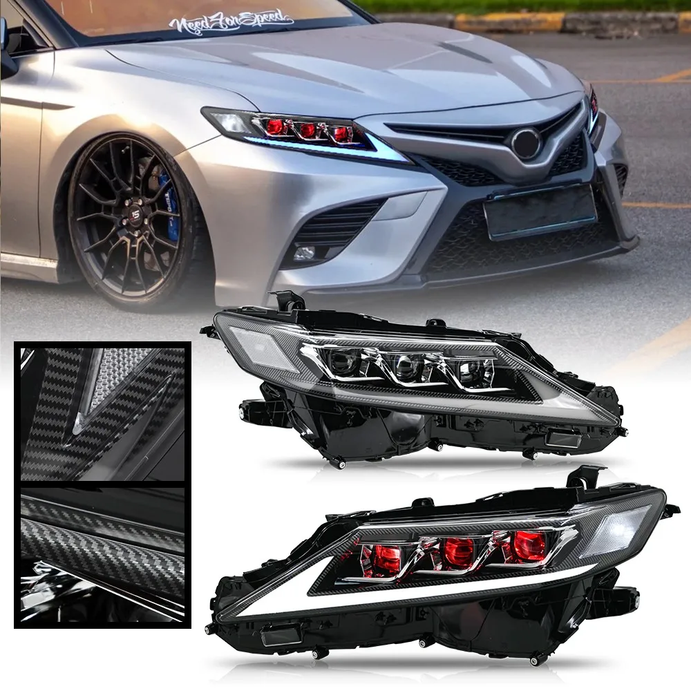 

2Pcs Devil Eye Full LED Headlights Assembly For Toyota Camry 2018-2024 Printed Front Lamps Headlamp Accessories