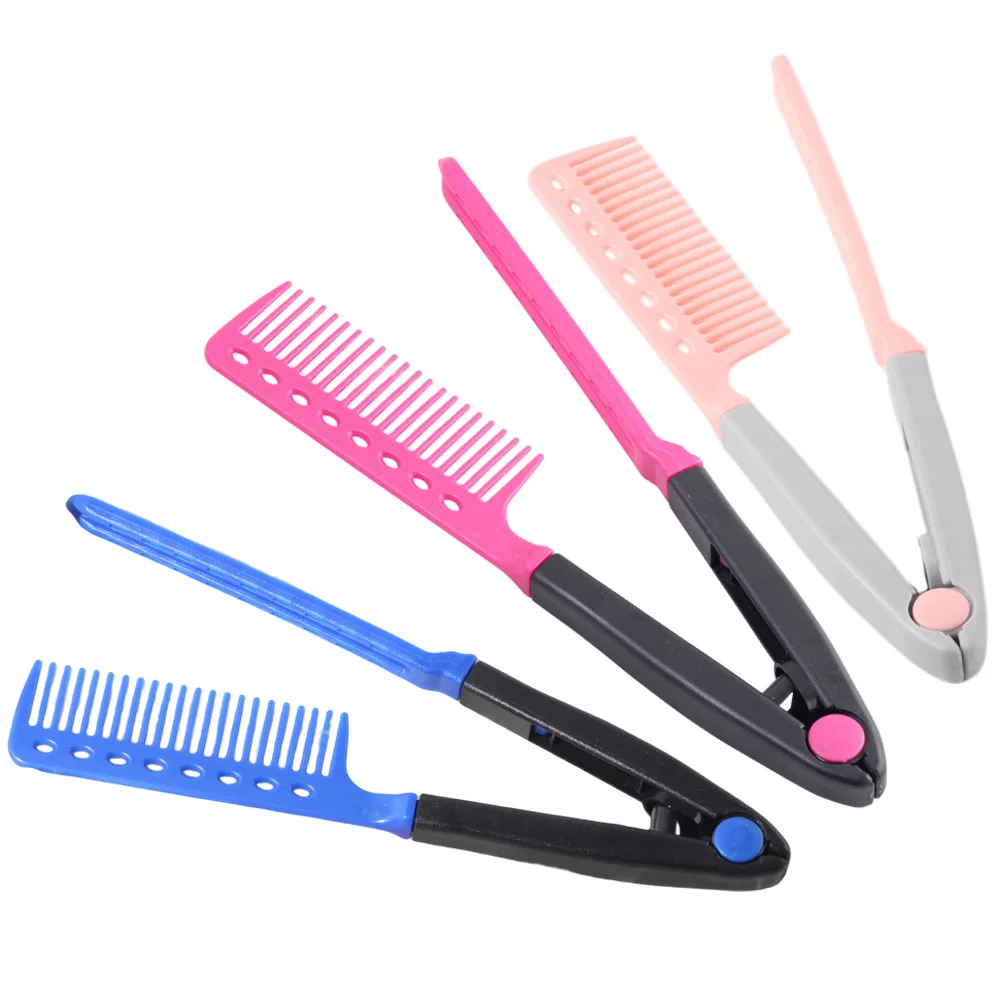3 pcs Straightener Hair Hair Straightener Comb V-Shaped Styling Tool For Salon Portable Flat Ironing Hairdressing Comb