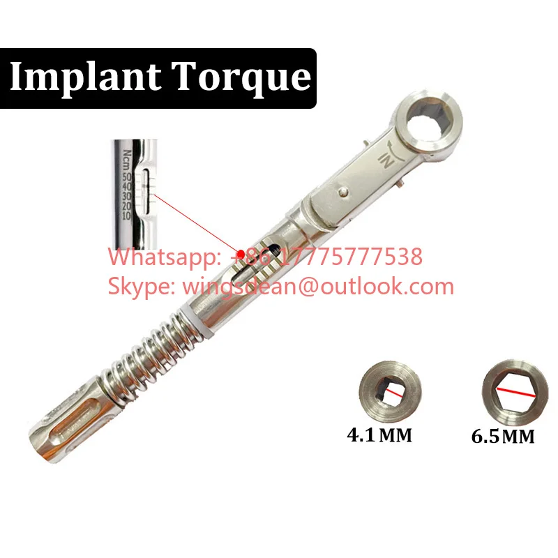 

Dentals Tools Implants Torque Ratchet Wrench 10.5 MM,10-50 NCM Stainless Steel with Drivers Instruments