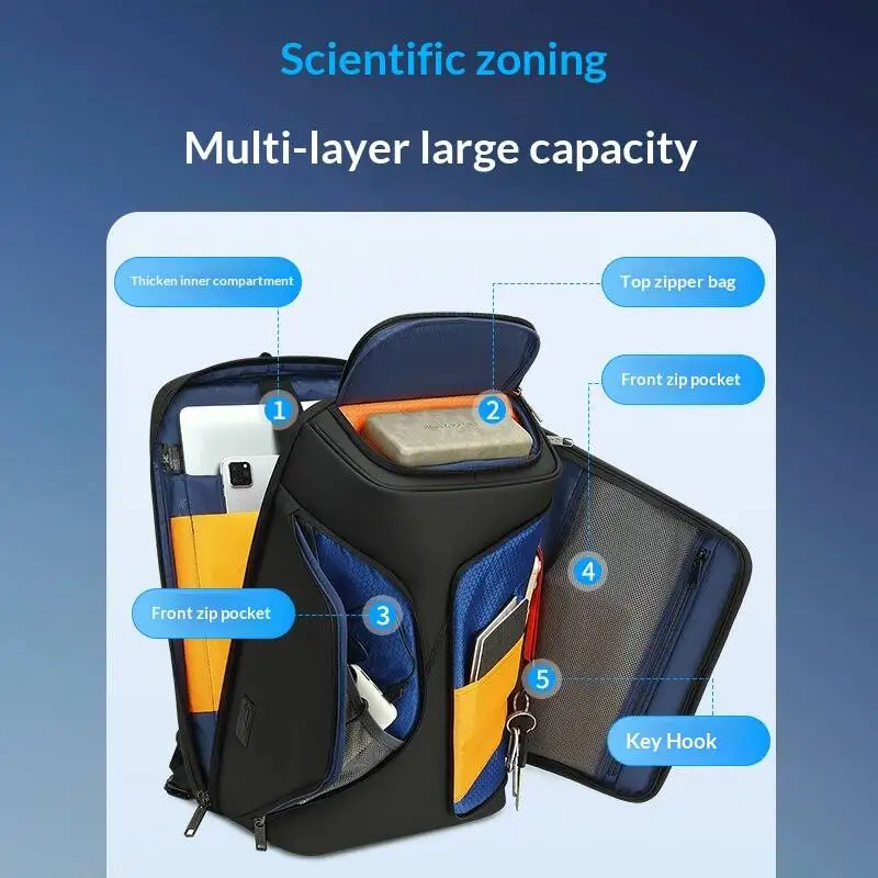 Business Waterproof Backpack Male Anti-theft Large Capacity Business Trip Multi-function Travel Computer Bag Light and Portable