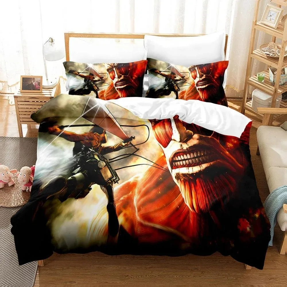 

New Attack On Titan Bedding Set Single Twin Full Queen King Size Bed Set Adult Kid Bedroom Duvet cover Sets Anime Bed Sheet set