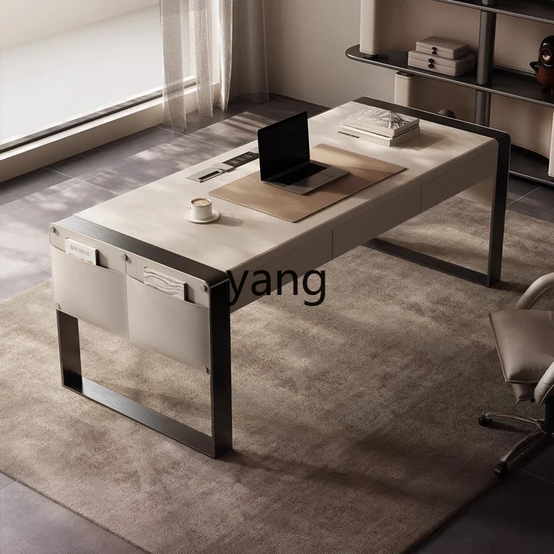LMM light luxury modern home writing desk computer table saddle leather desk