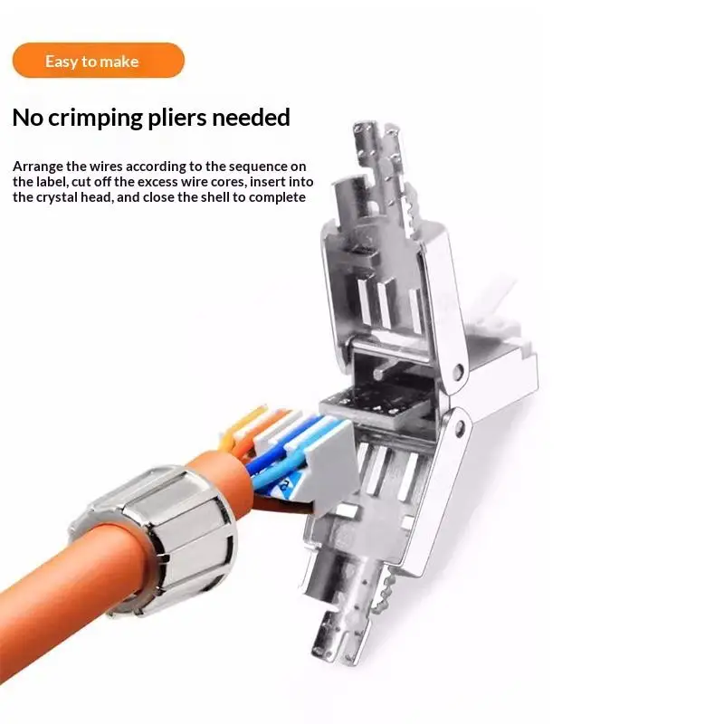 Quick Setup RJ45 Connector Tool-Free Zinc Alloy Shielded for Consistent Ethernet Performance