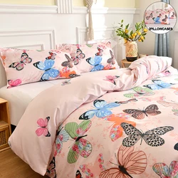 Ethereal Butterfly Print Brushed Duvet Cover Set with Pillowcases - Cozy Polyester,Twin/Full/King/Queen Size