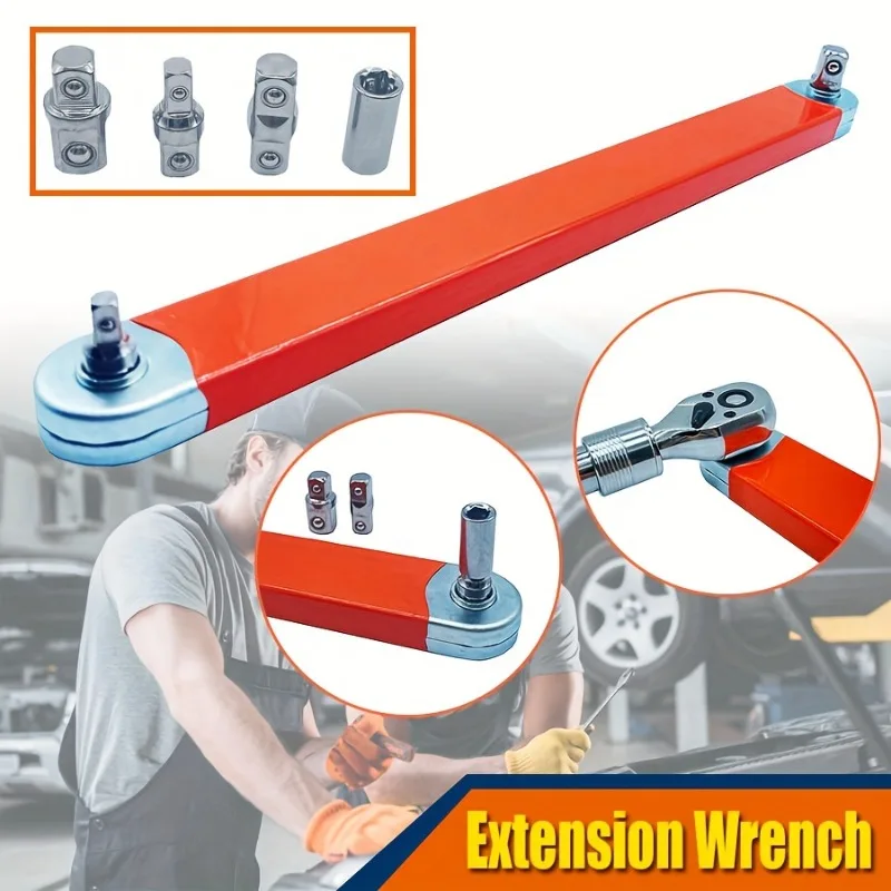 Orange Offset Extension Wrench, Tight Reach Extension Wrench Set,Square Drive Adapters, Universal Extensions Wrench