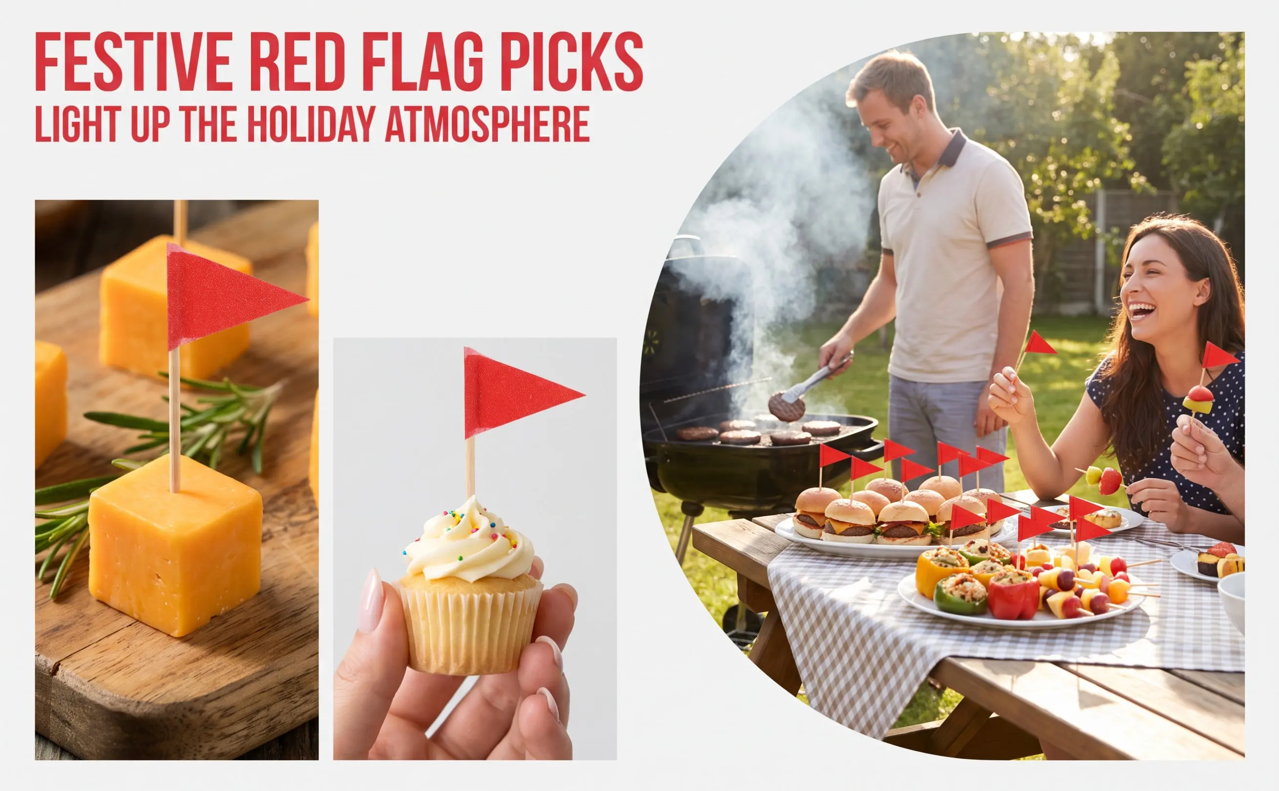 12Pcs Flag-Shaped Food Toothpick Flags Creative Cocktail Toppers Fruit Salad Picks Cake Decor Party Dessert Toppers Appetizer