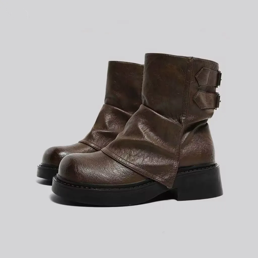 

British Belt Buckle Short Boots 2025 New Autumn Winter Woman Plush Warm Boots Fashion Girls Motorcycle Riding Boots Cotton Shoes