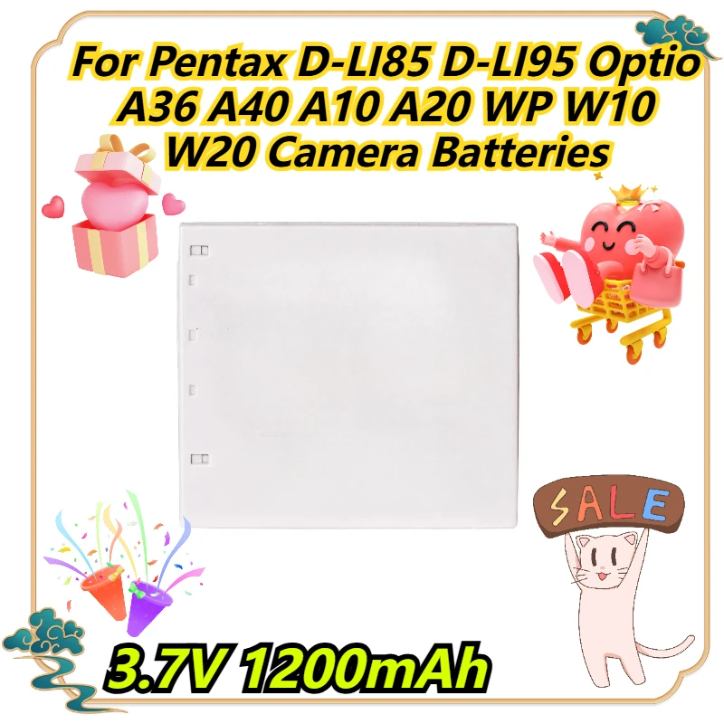 

3.7V 1200mAh For Pentax D-LI85 D-LI95 Optio A36 A40 A10 A20 WP W10 W20 Camera Batteries