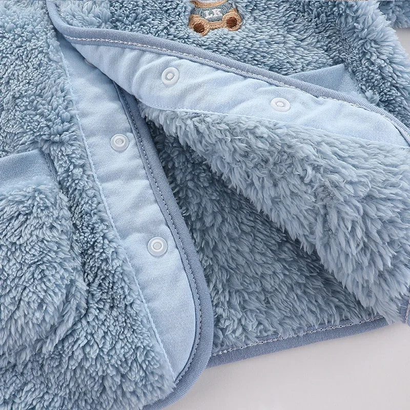 مجموعة الفانيلا للأطفال لخريف وشتاء - ملابس ناعمة للرضع ملابس خارجية للأطفال الصغار بدلة دافئة للأطفال الأولاد والبنات من عمر 1-3 سنوات عصرية #4