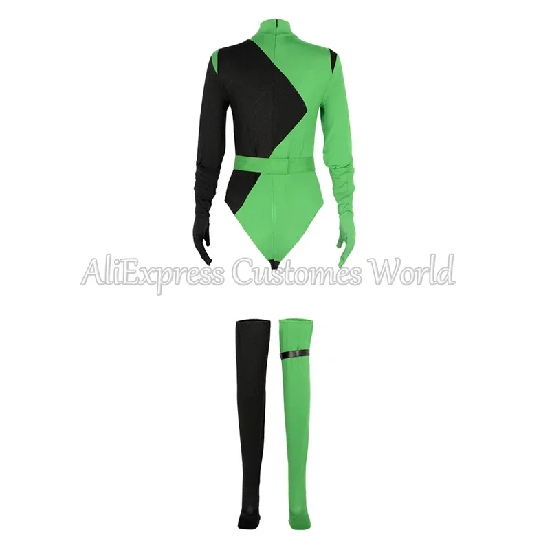 SN60 Jumpsuit Anime Shego Cosplay Costume Shego Gloves Belt Girls Fantasia Role Play Outfits Fancy Halloween Carnival Party 1 @