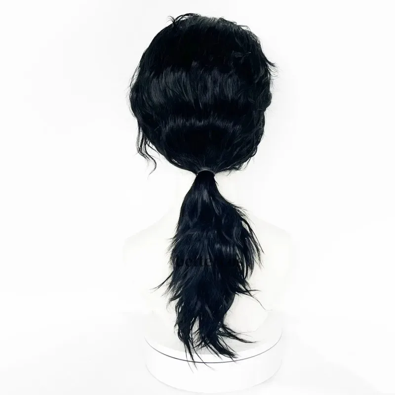 aa69마이클 코스프레 역할 놀이 중간 길이 곱슬 검은 머리 가발 할로윈 코스 가발