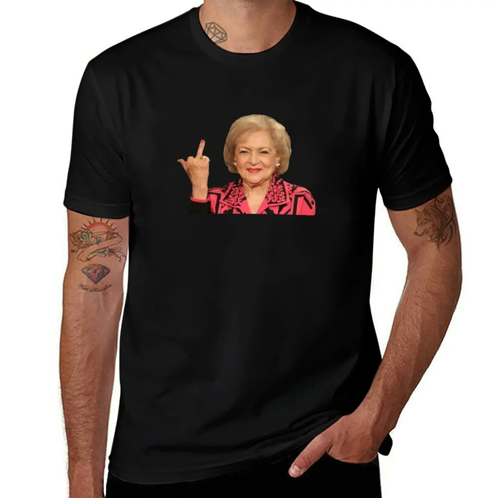 

Betty white middle finger T-Shirt summer shirt oversizeds blanks men graphic t shirts
