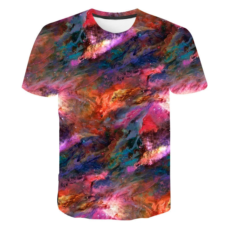 Summer Fashion Colorful Pigment Graffiti graphic t shirts For Men Personality Casual Printed Round Neck Short Sleeve Tees