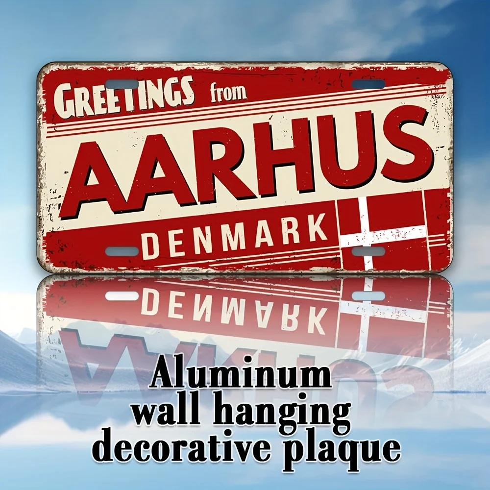 2D Flat, 1pc 2D Flat Poster - Vintage Fashion Aarhus Denmark Sign - Rustic Wall Decor, 30.0x14.99 cm, UV Printed, Suitable fo