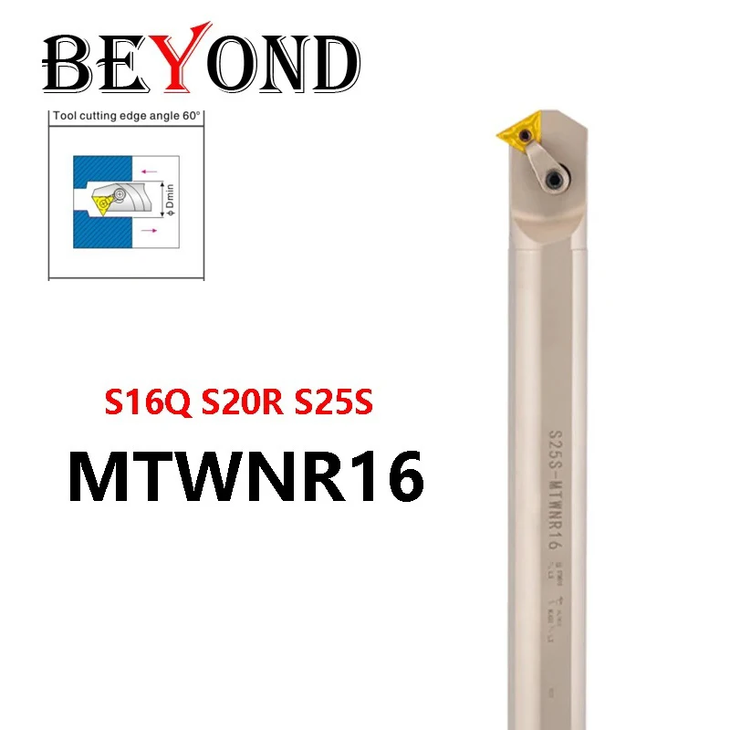 BEYOND S16Q-MTWNR16 S20R S25S MTWNR Internal Turning Tool Holder Lathe Cutter White Nickel Coating CNC Shank TNMG Carbide Insert