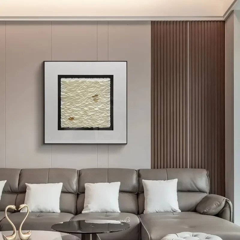 JZ Large 3D Paper Sheet Home Decor Wall Art Mixed Media Art Artwork Handmade Abstract Painting