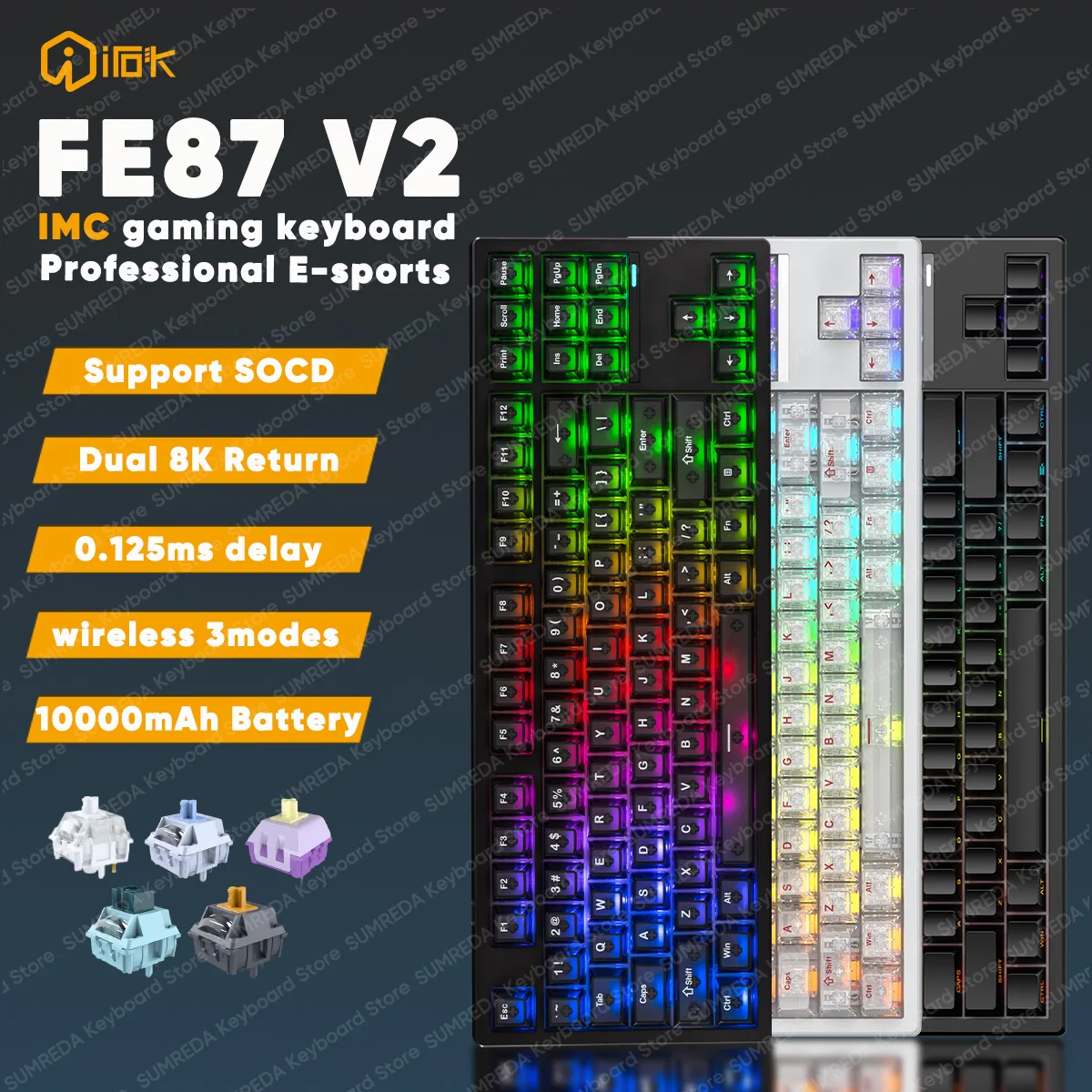 

IROK FE87 V2 Wireless Mechanical keyboard Dual 8K IMC Mechanical Magnetic Switch 0.125ms Low Delay BT 2.4G Wired Gaming Keyboard