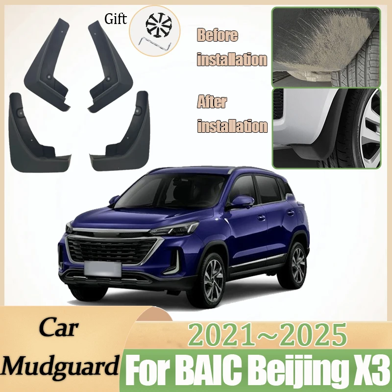 Coche para BAIC Beijing X3 2021 ~ 2025 Cirelli 2 3 EVO 5 X35 guardabarros delantero guardabarros guardabarros ruedas traseras Accesorios