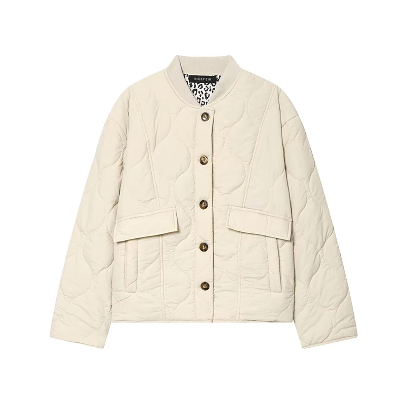 Dames herfst casual quilten katoenen jas met lange mouwen enkele rij knopen met zakken winter vintage losse warme korte parka jas ﻿