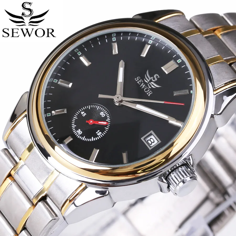 

SEWOR Top Brand Fashion Design 4 Hands Luxury Men's Watches Stainless Steel Band Automatic Self Wind Mechanical Wrist Watch