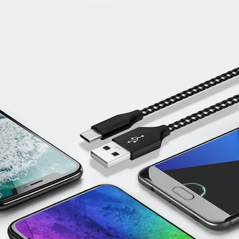 Type C Cable Mobile Phone Fast Charging USB For Samsung S20 Huawei Mate 40 Xiaomi 10 Nylon Braided Data Cord - náhled 3